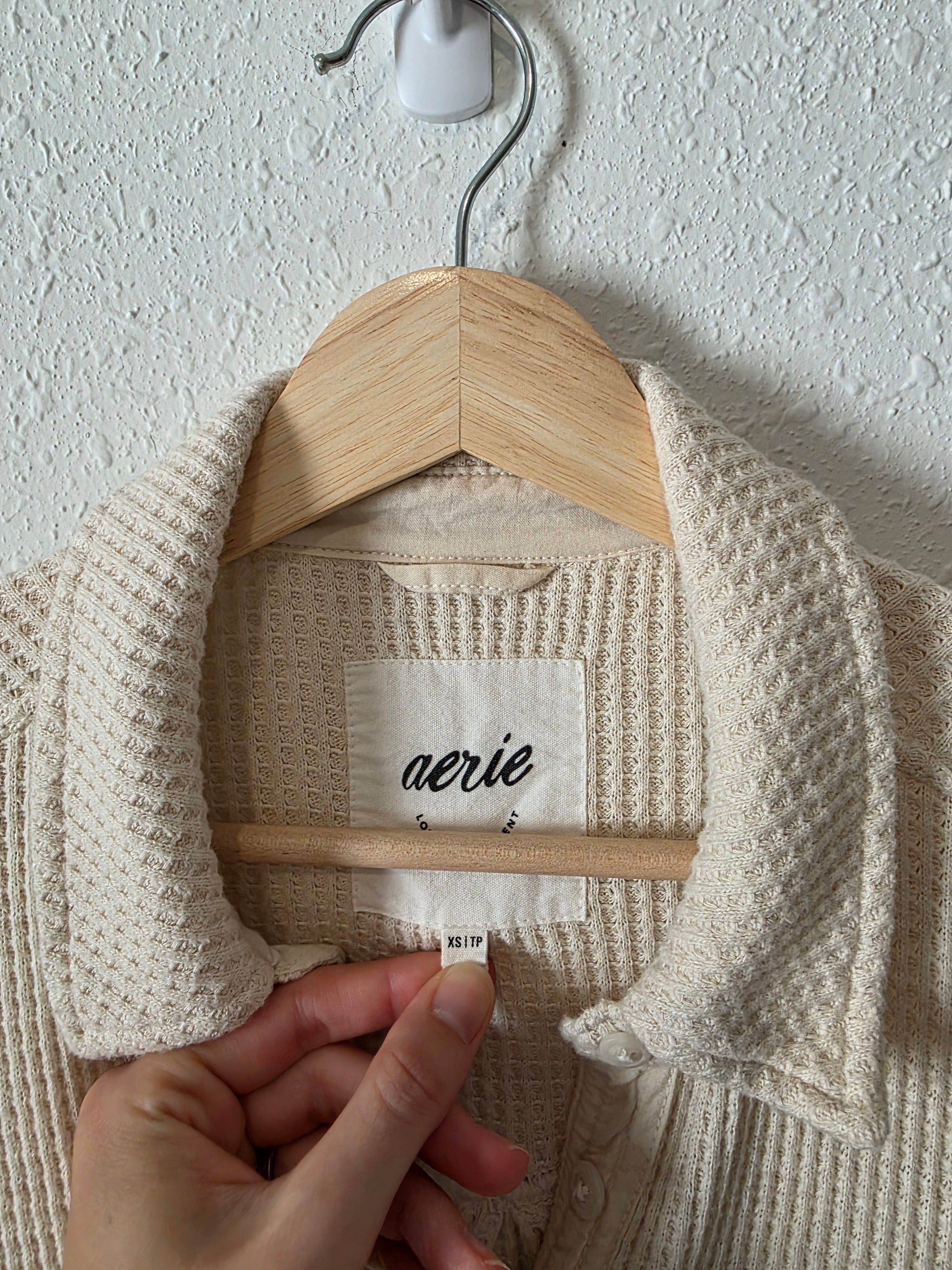 Aerie Oversized Waffle Shirt Jacket (XS)