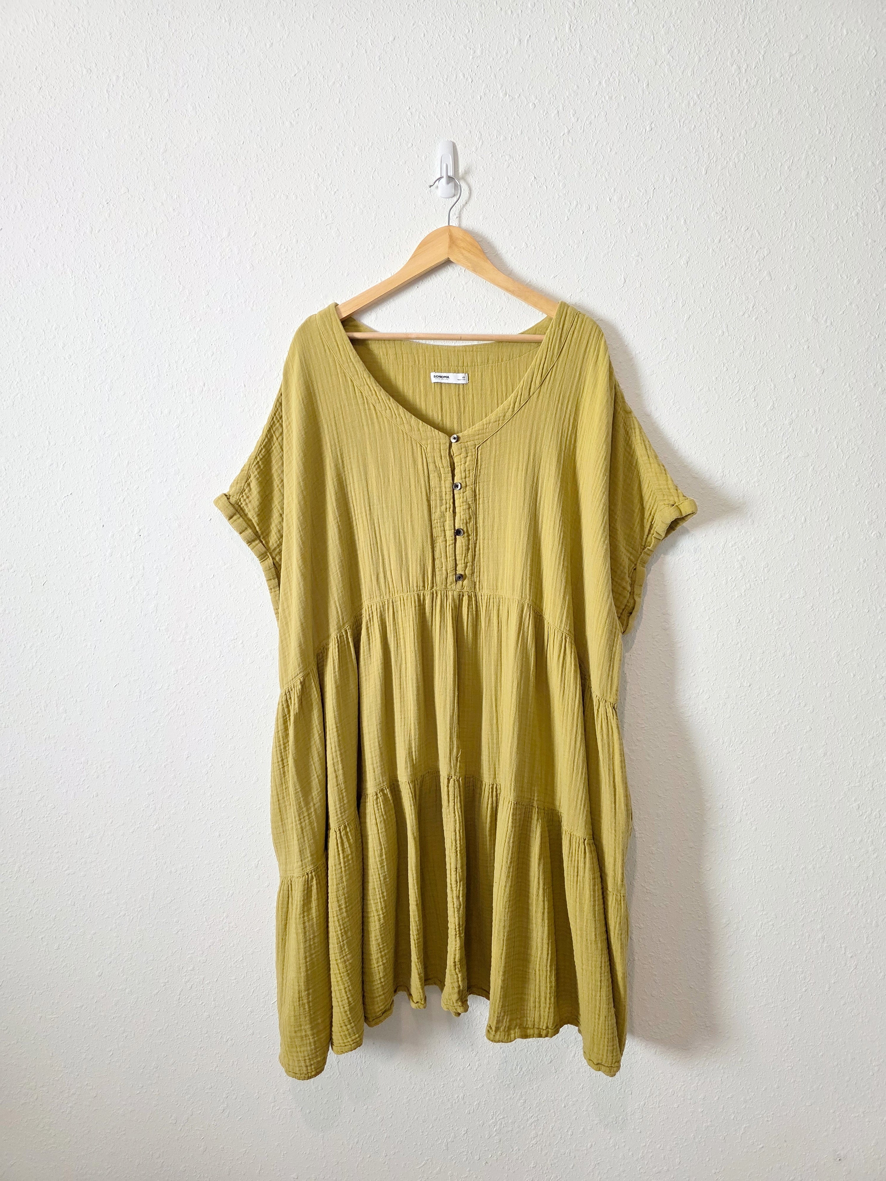 Chartreuse Gauze Midi Dress (4X)