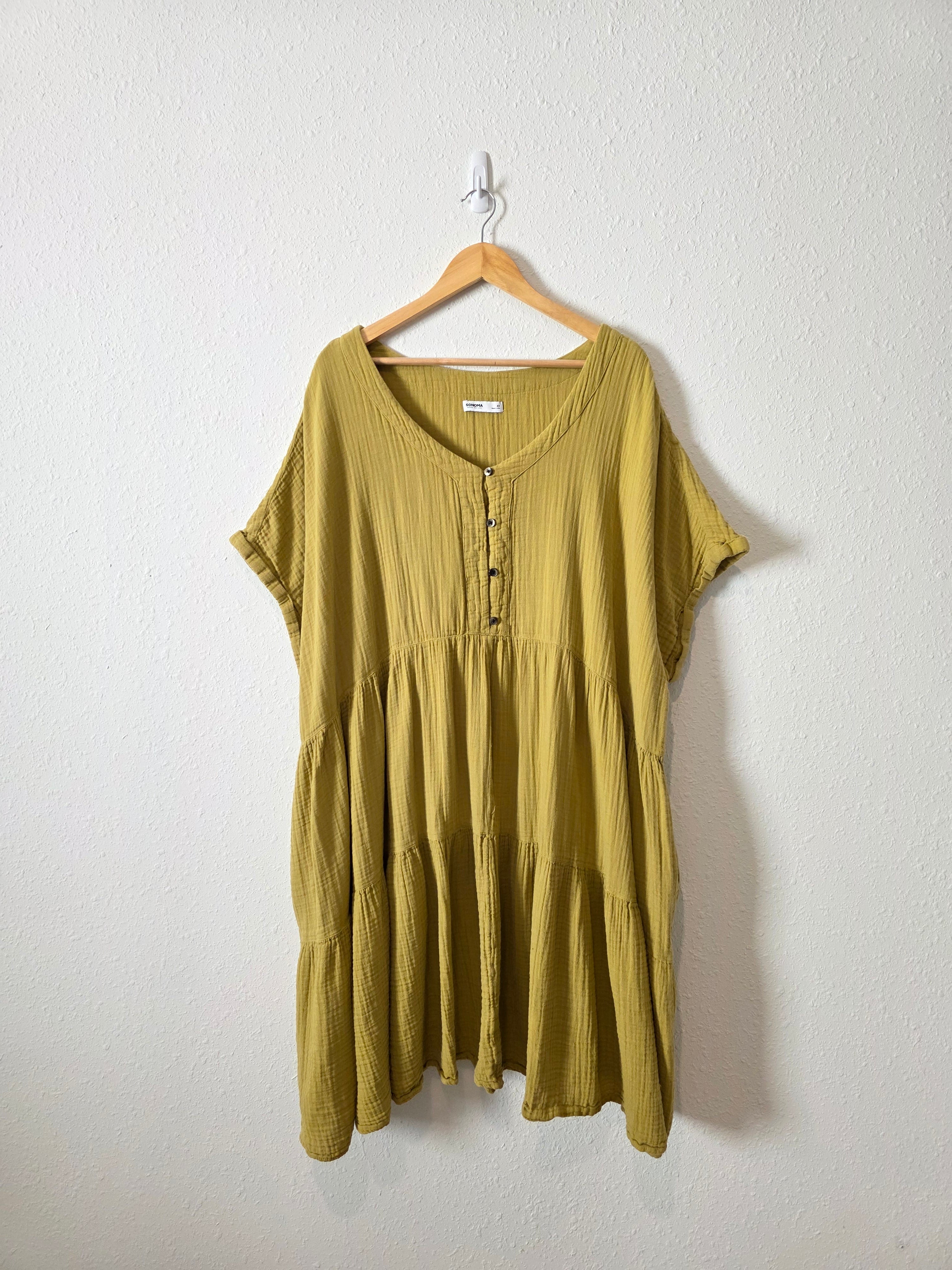 Chartreuse Gauze Midi Dress (4X)