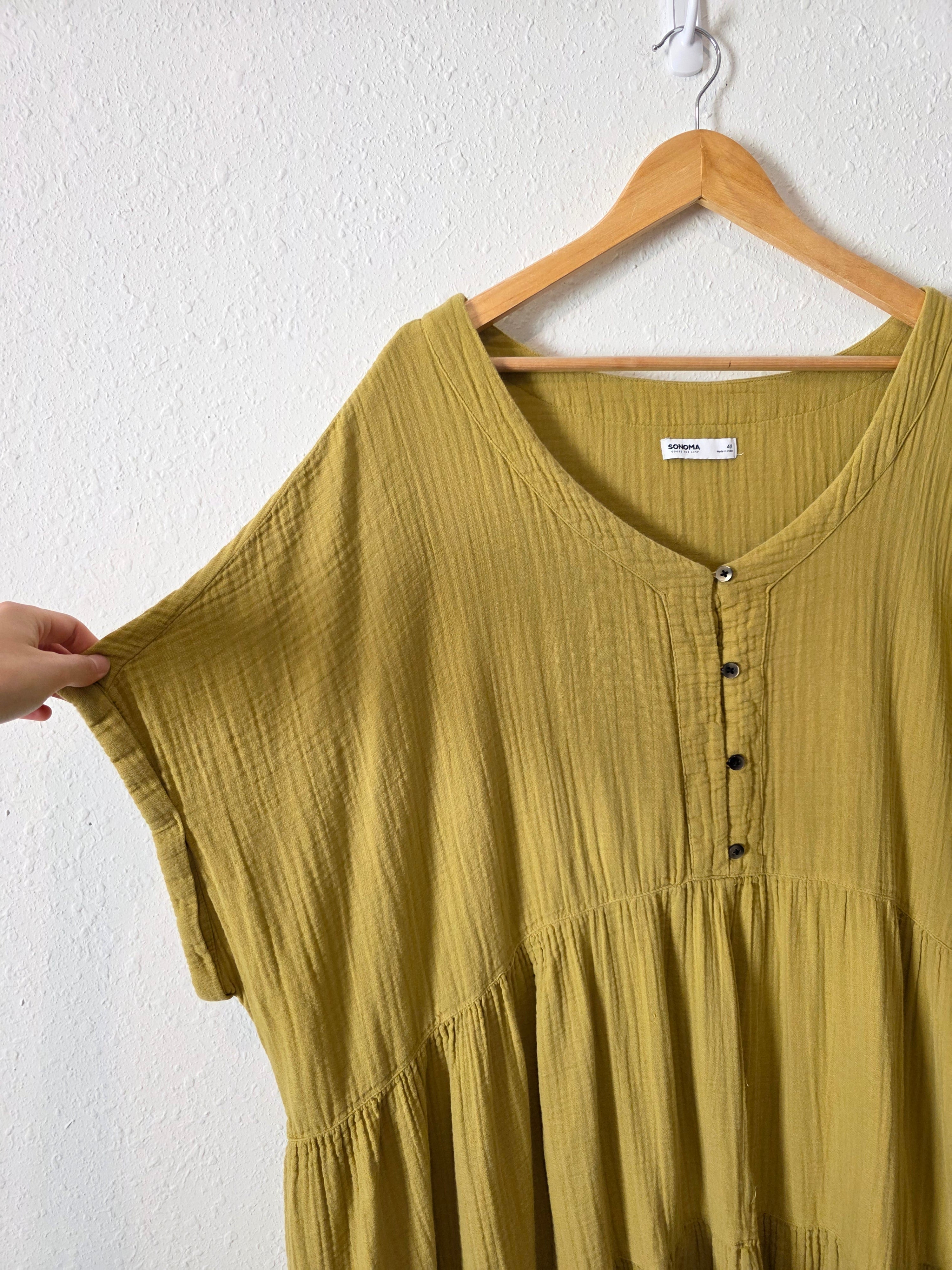 Chartreuse Gauze Midi Dress (4X)