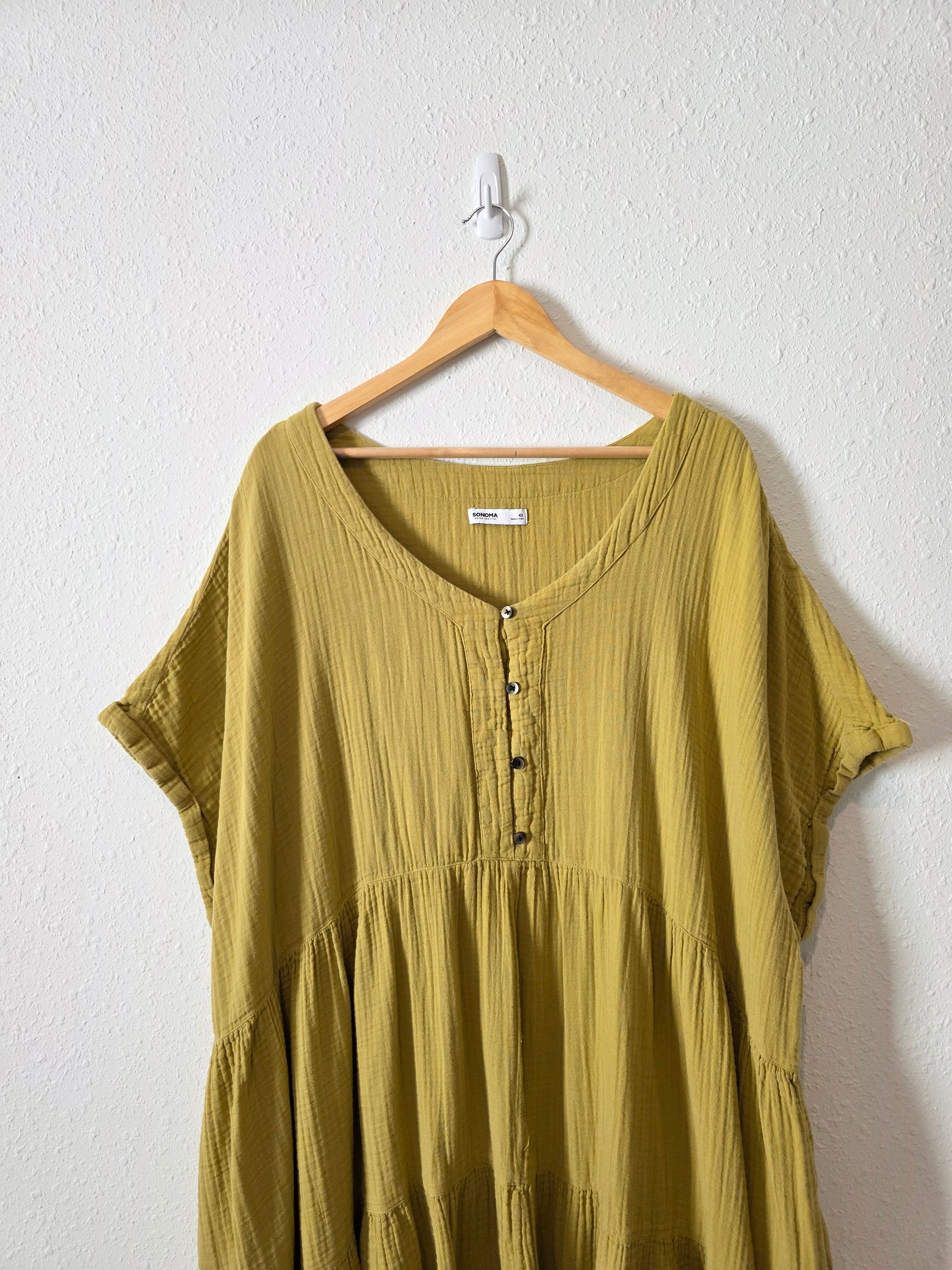 Chartreuse Gauze Midi Dress (4X)