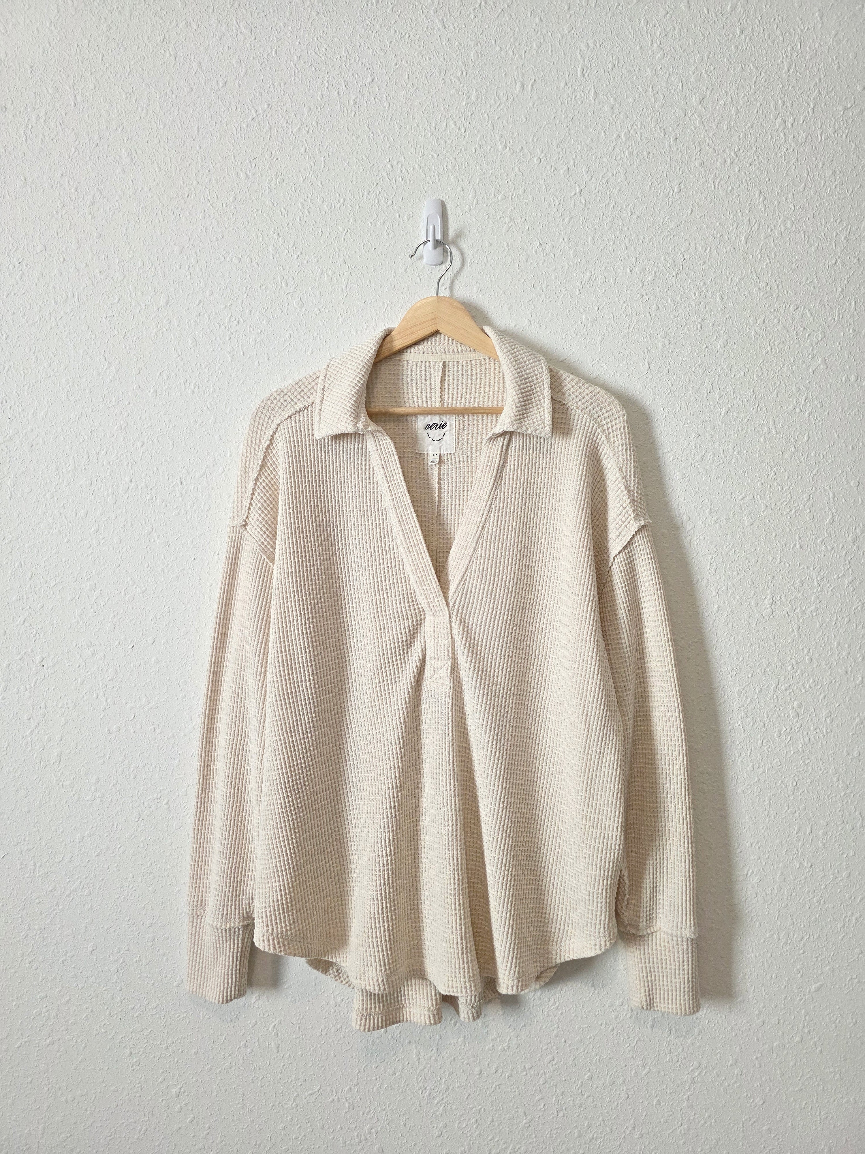 Aerie Oat Waffle Pullover (S)