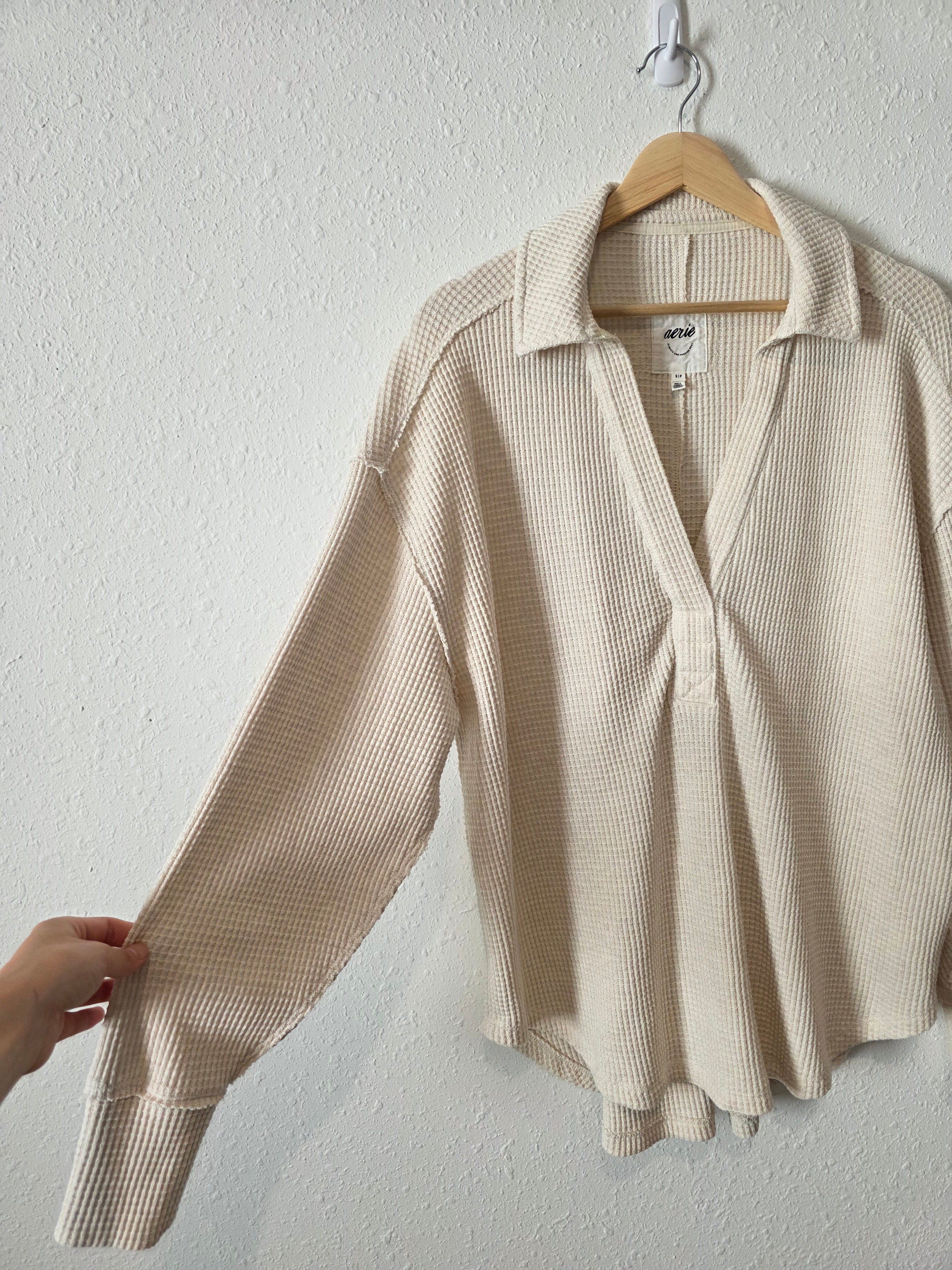 Aerie Oat Waffle Pullover (S)