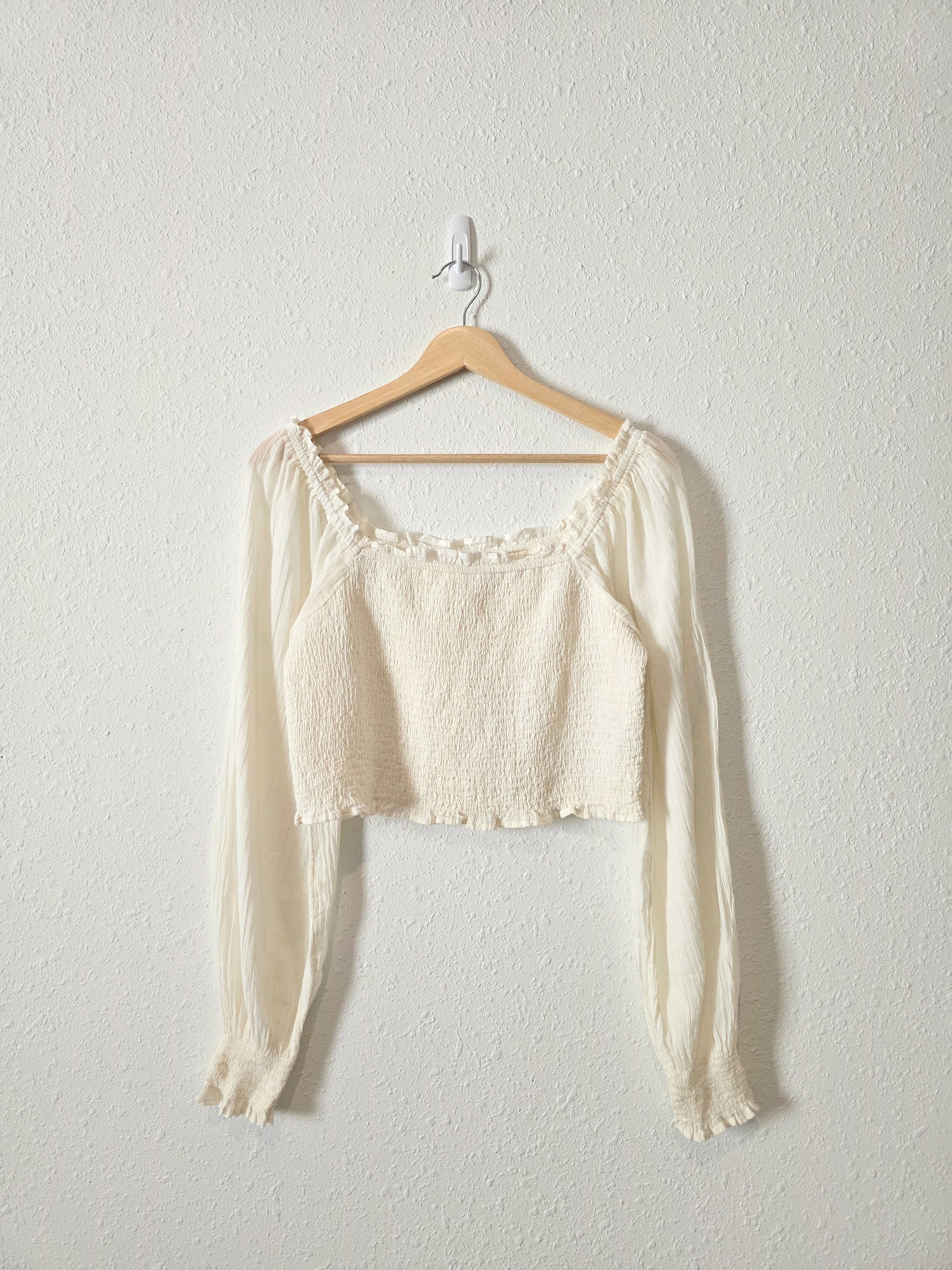 Aerie Smocked Puff Sleeve Top (L)