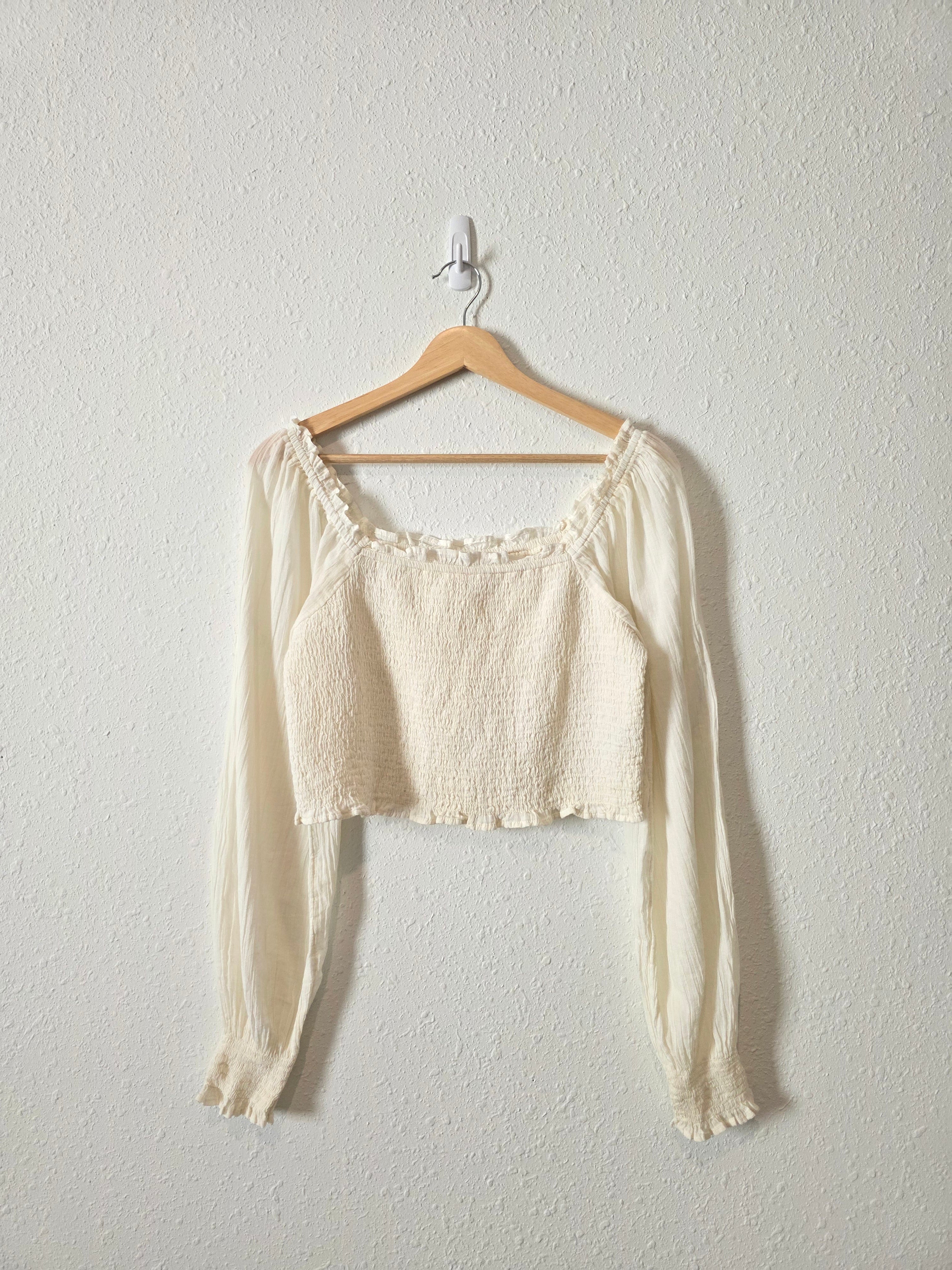 Aerie Smocked Puff Sleeve Top (L)
