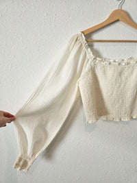 Aerie Smocked Puff Sleeve Top (L)