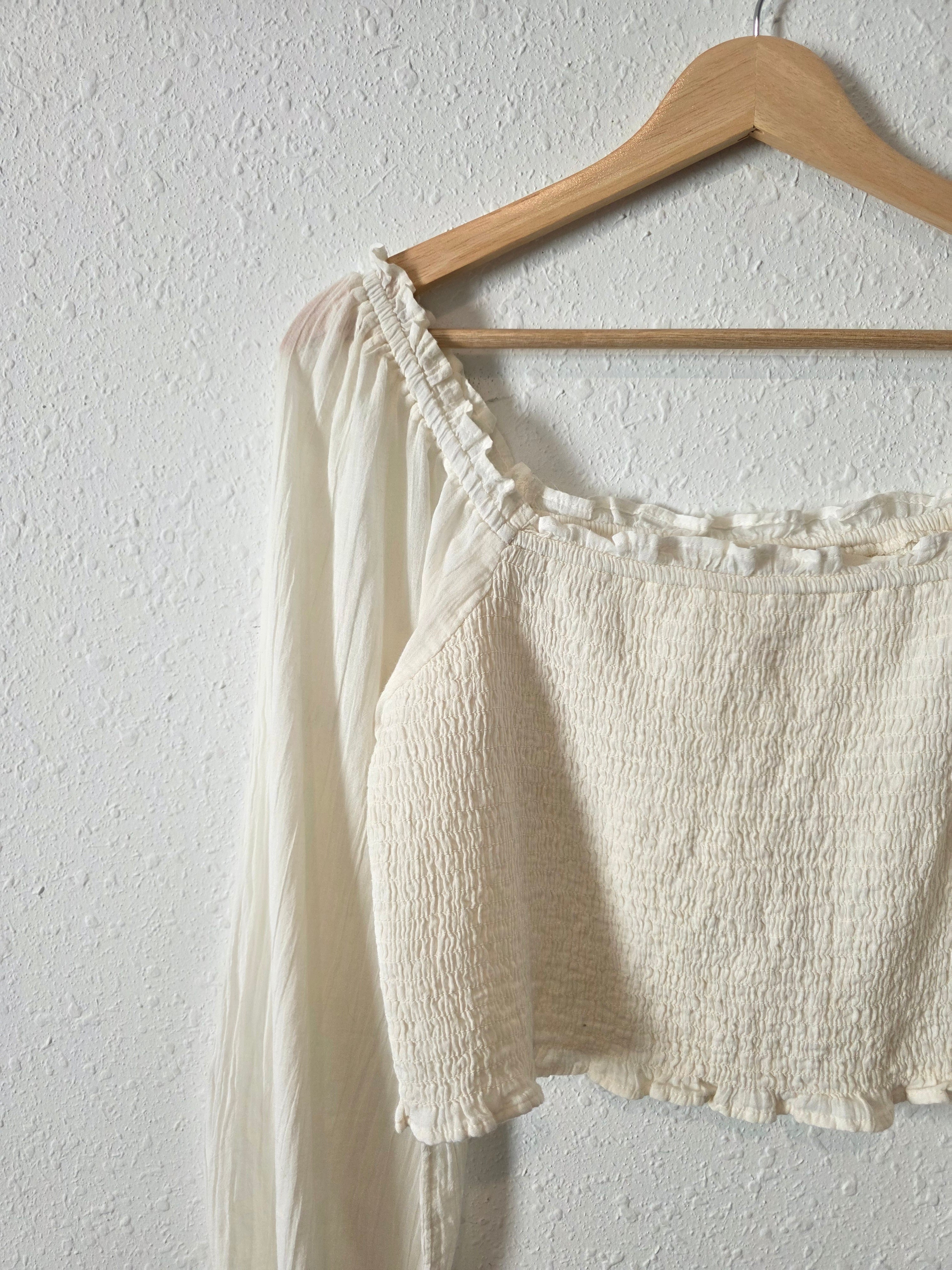 Aerie Smocked Puff Sleeve Top (L)