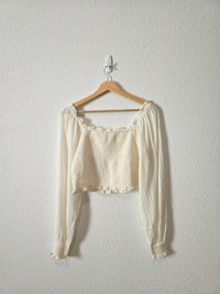 Aerie Smocked Puff Sleeve Top (L)