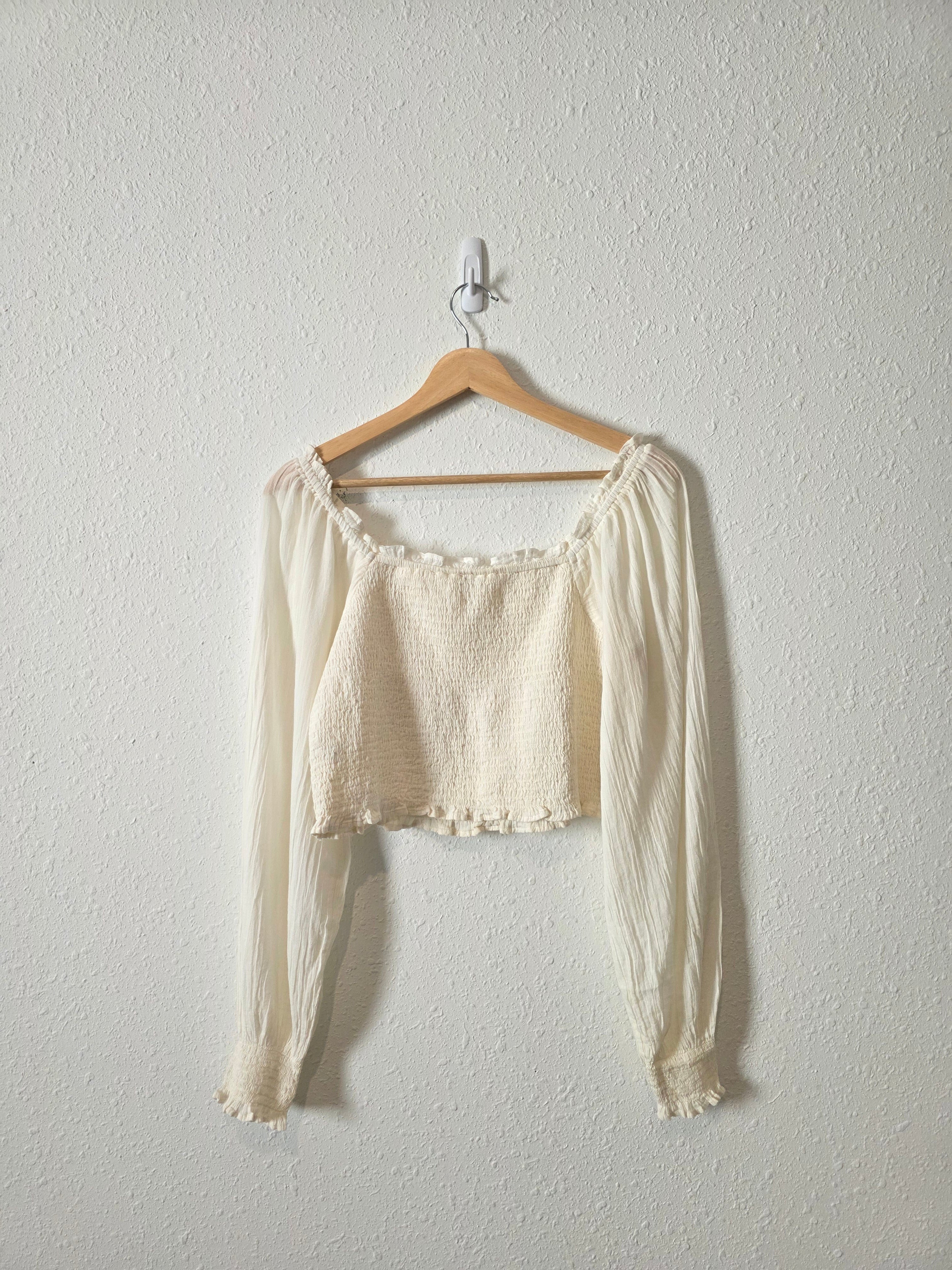 Aerie Smocked Puff Sleeve Top (L)