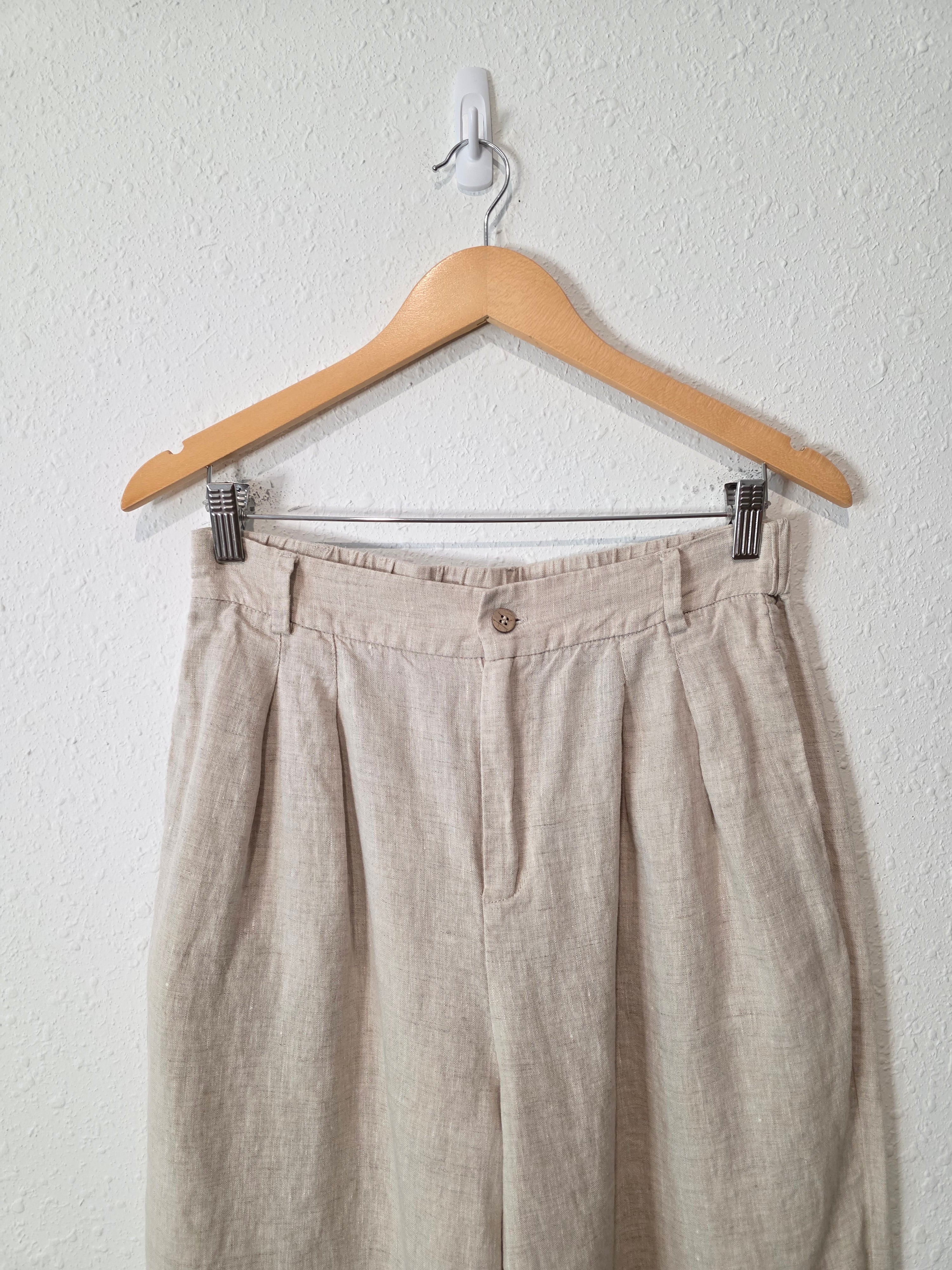 Neutral Wide Leg Linen Pants (M)