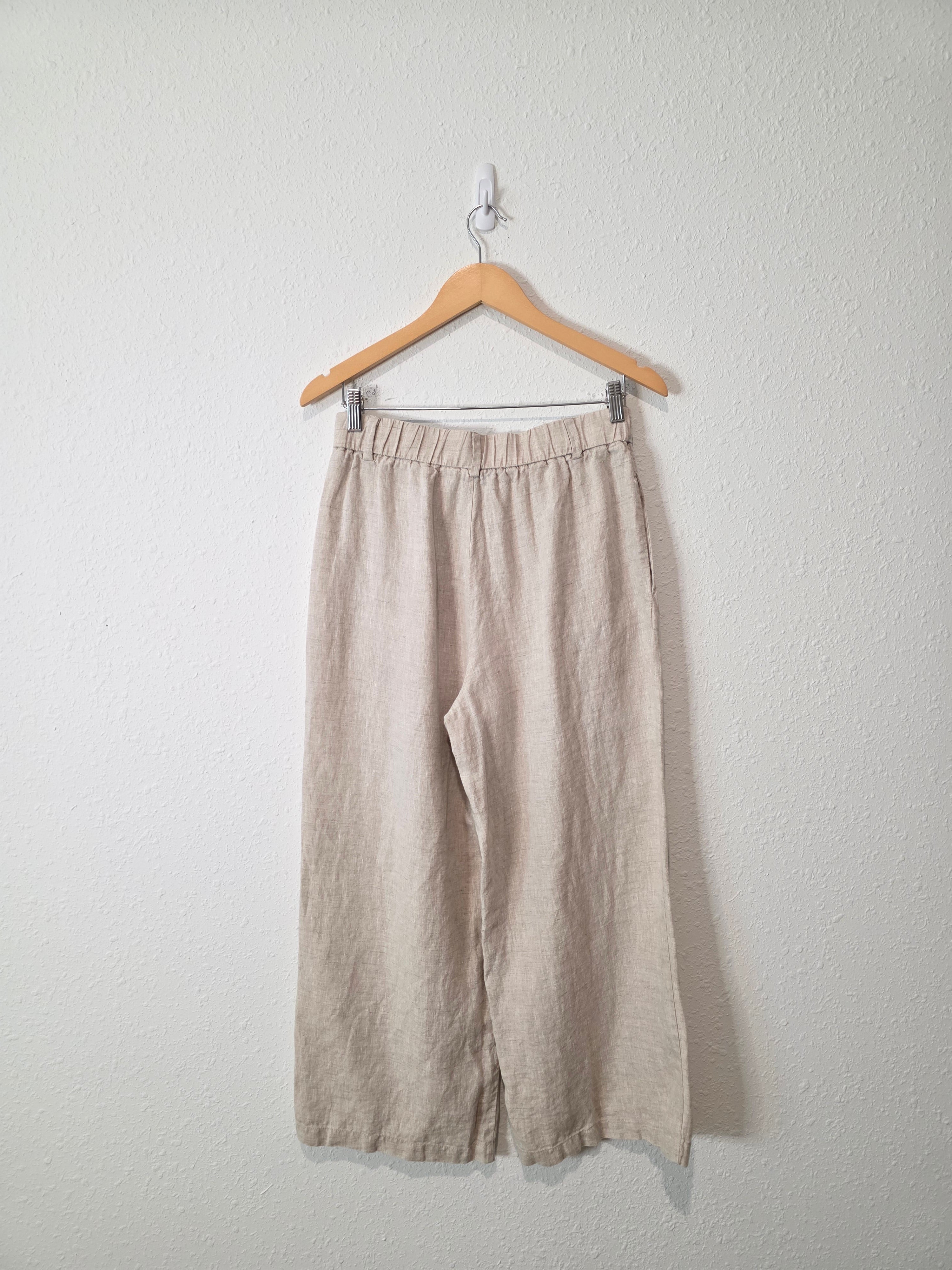 Neutral Wide Leg Linen Pants (M)