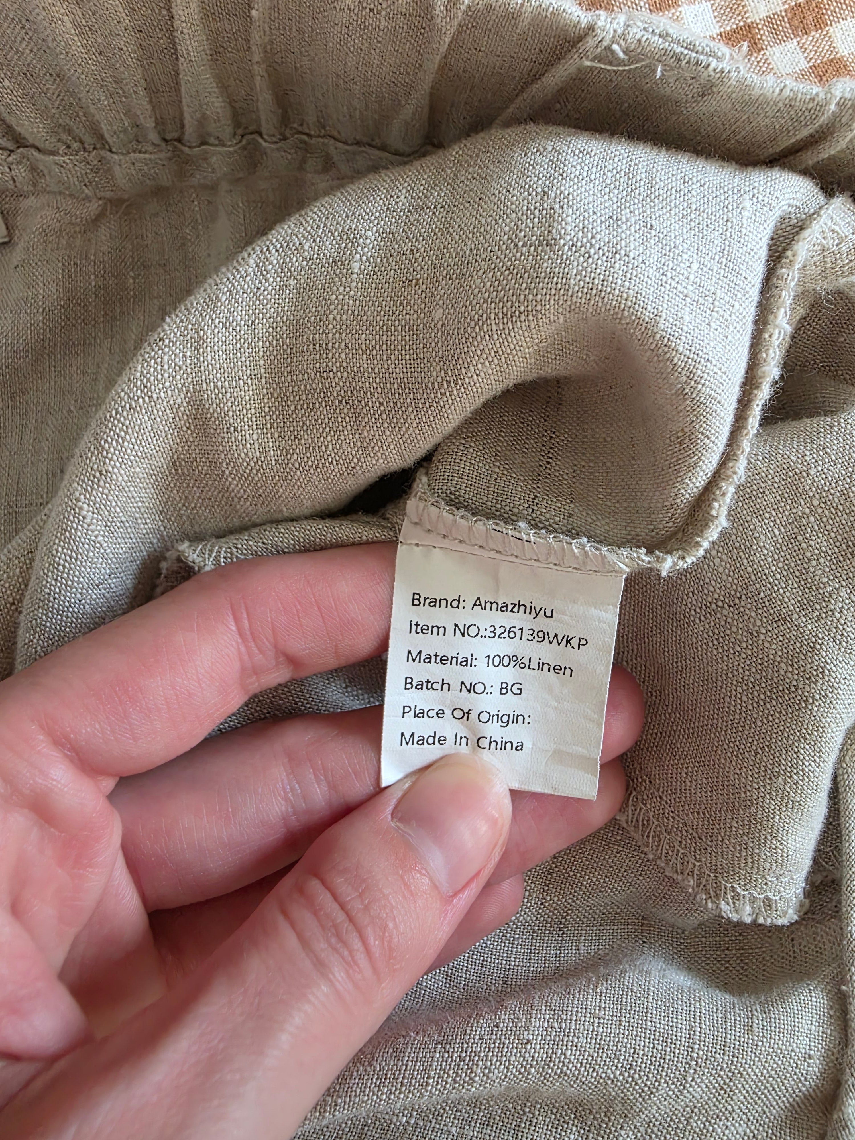 Neutral Wide Leg Linen Pants (M)