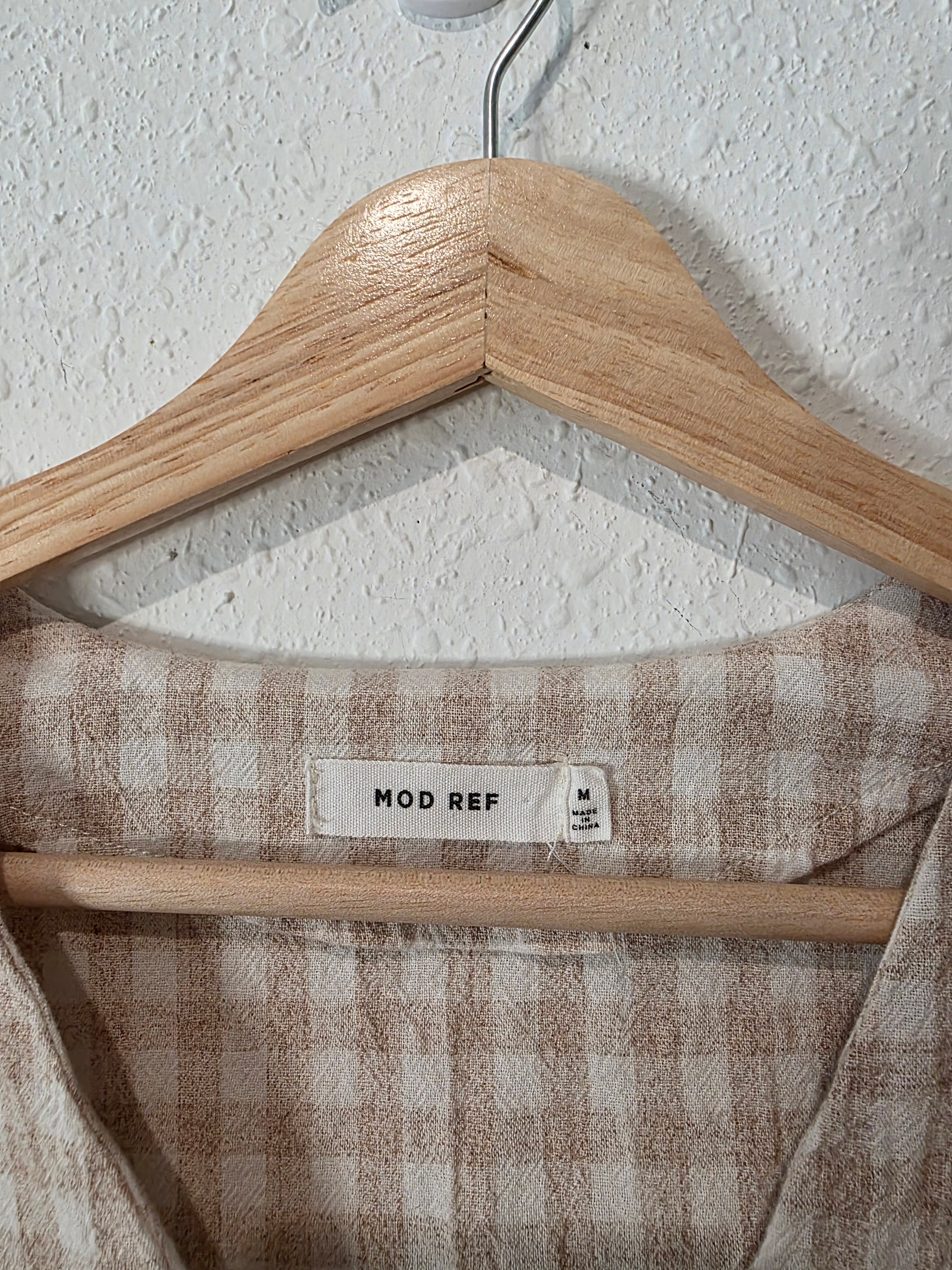 Mod Ref Cotton Linen Gingham Top (M)