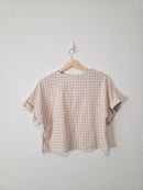 Mod Ref Cotton Linen Gingham Top (M)