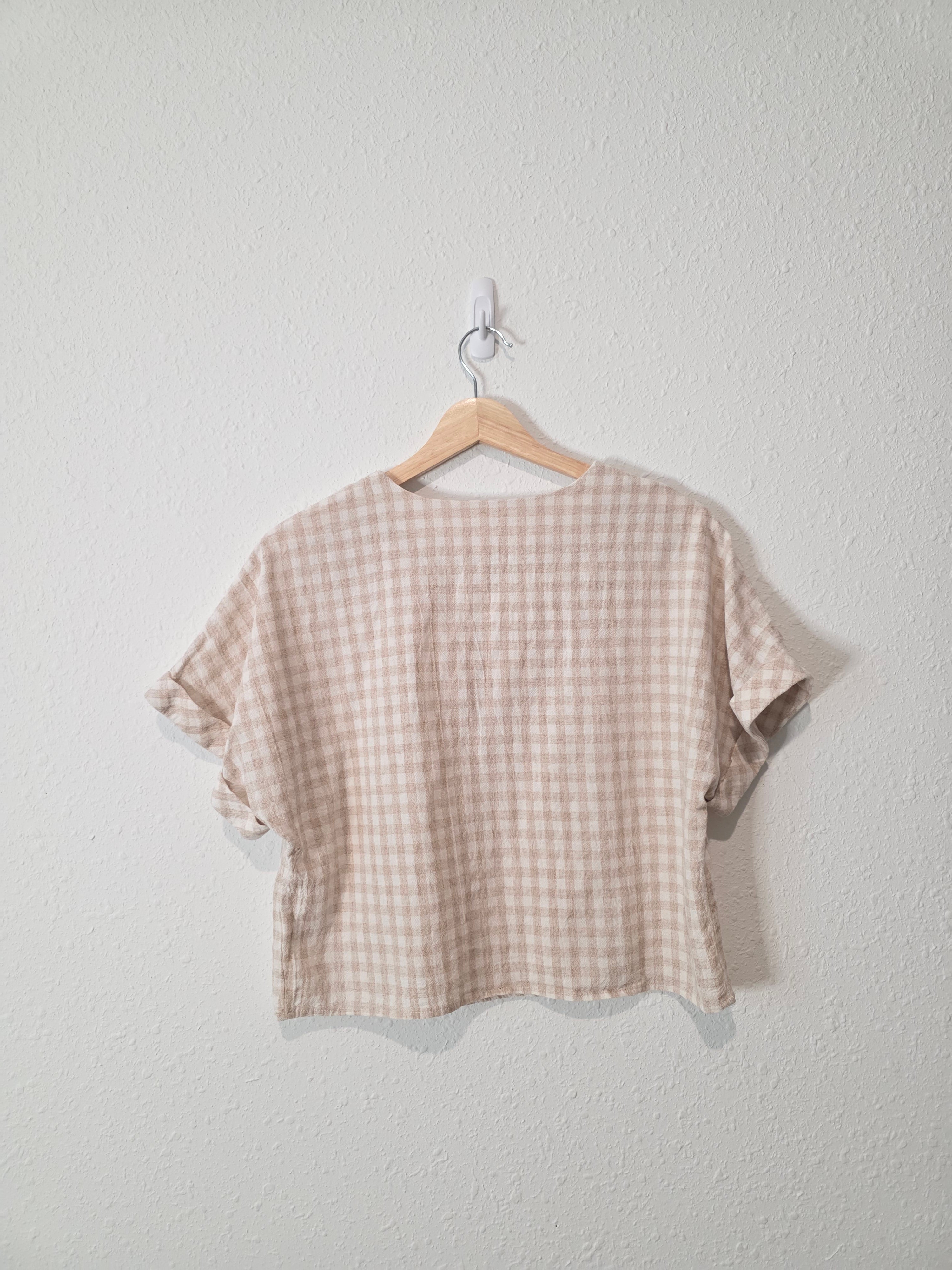 Mod Ref Cotton Linen Gingham Top (M)