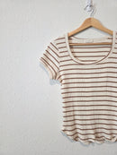 Brown Striped Ribbed Tee (L)