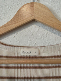 Brown Striped Ribbed Tee (L)