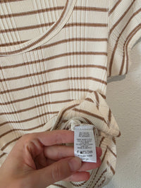 Brown Striped Ribbed Tee (L)
