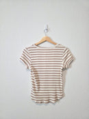 Brown Striped Ribbed Tee (L)