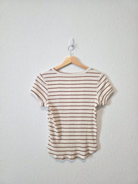 Brown Striped Ribbed Tee (L)