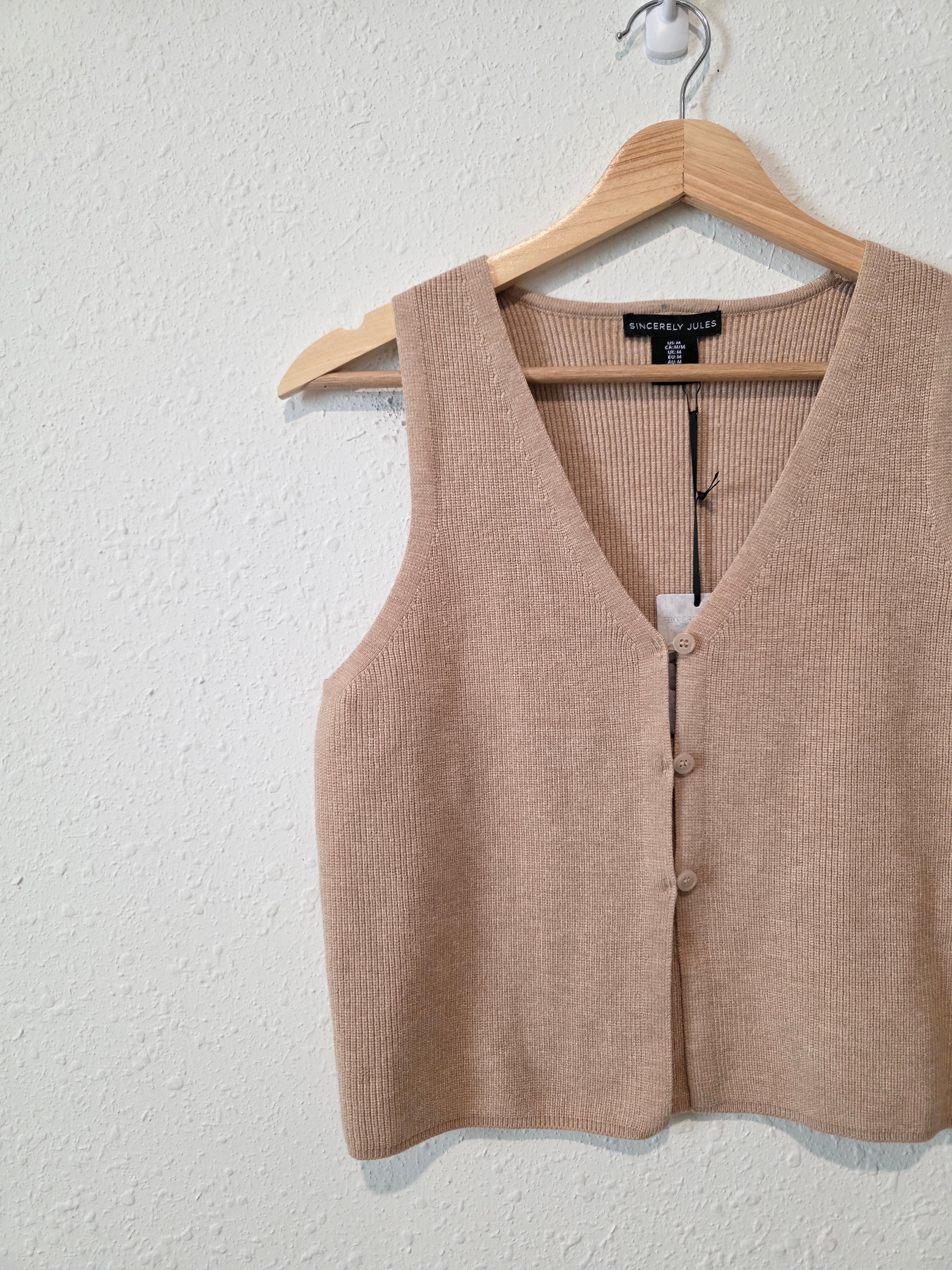NEW Neutral Knit Button Up Vest (M)