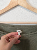 Aerie Green Striped Cotton Sweater (L)
