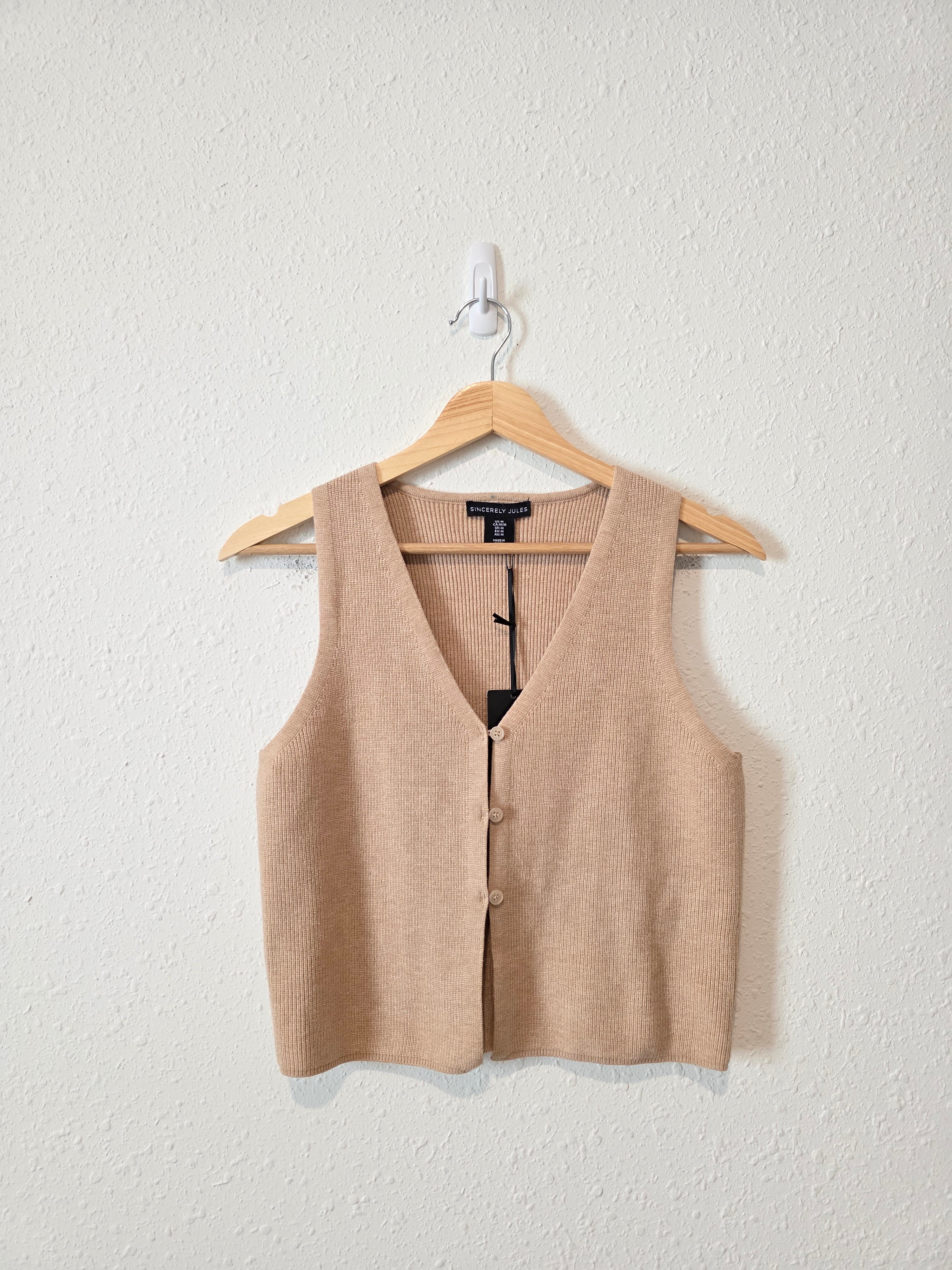 NEW Neutral Knit Button Up Vest (M)