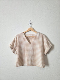Mod Ref Cotton Linen Gingham Top (M)