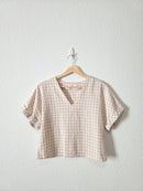 Mod Ref Cotton Linen Gingham Top (M)