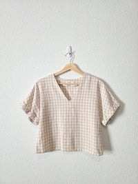 Mod Ref Cotton Linen Gingham Top (M)