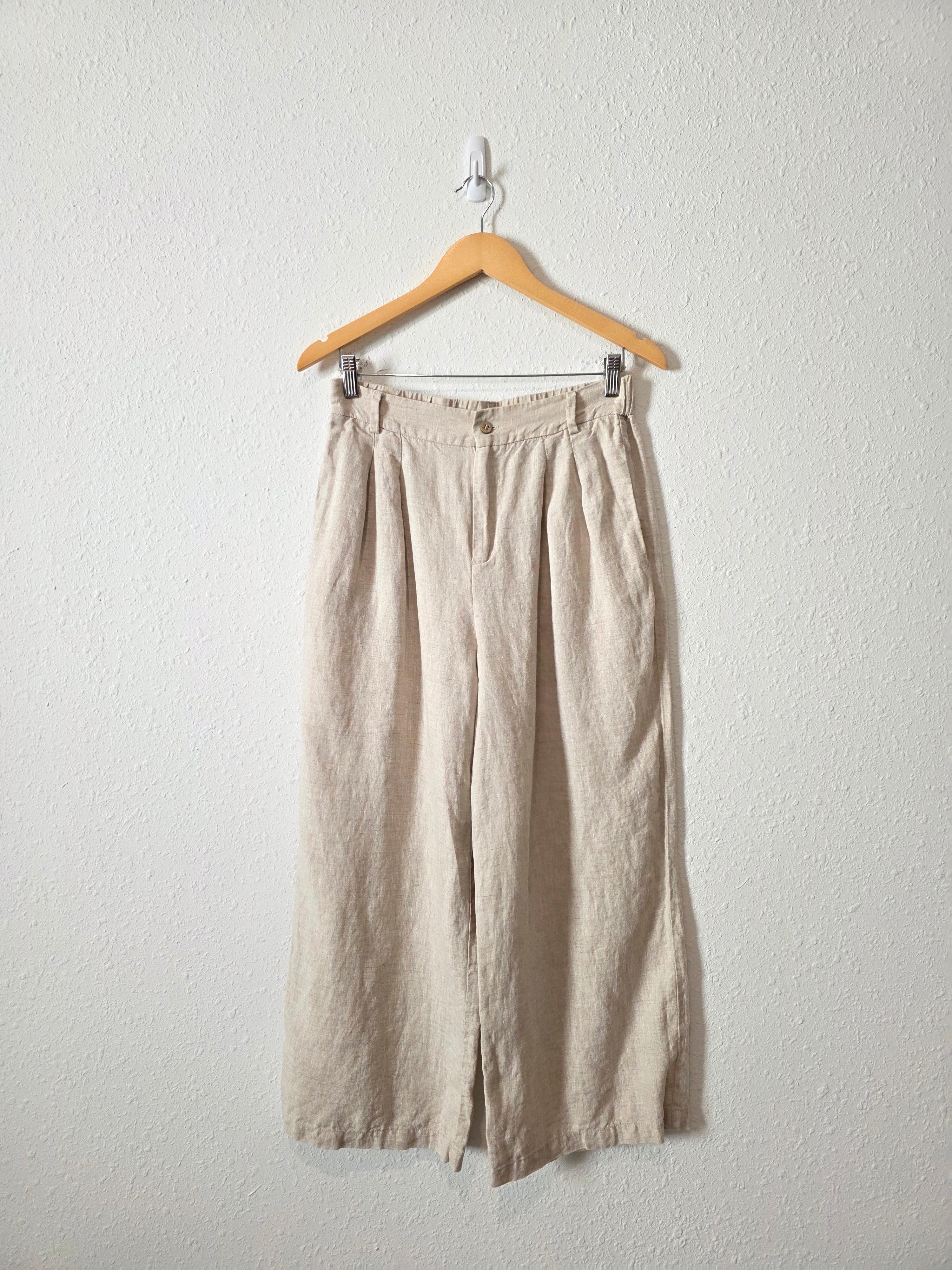 Neutral Wide Leg Linen Pants (M)