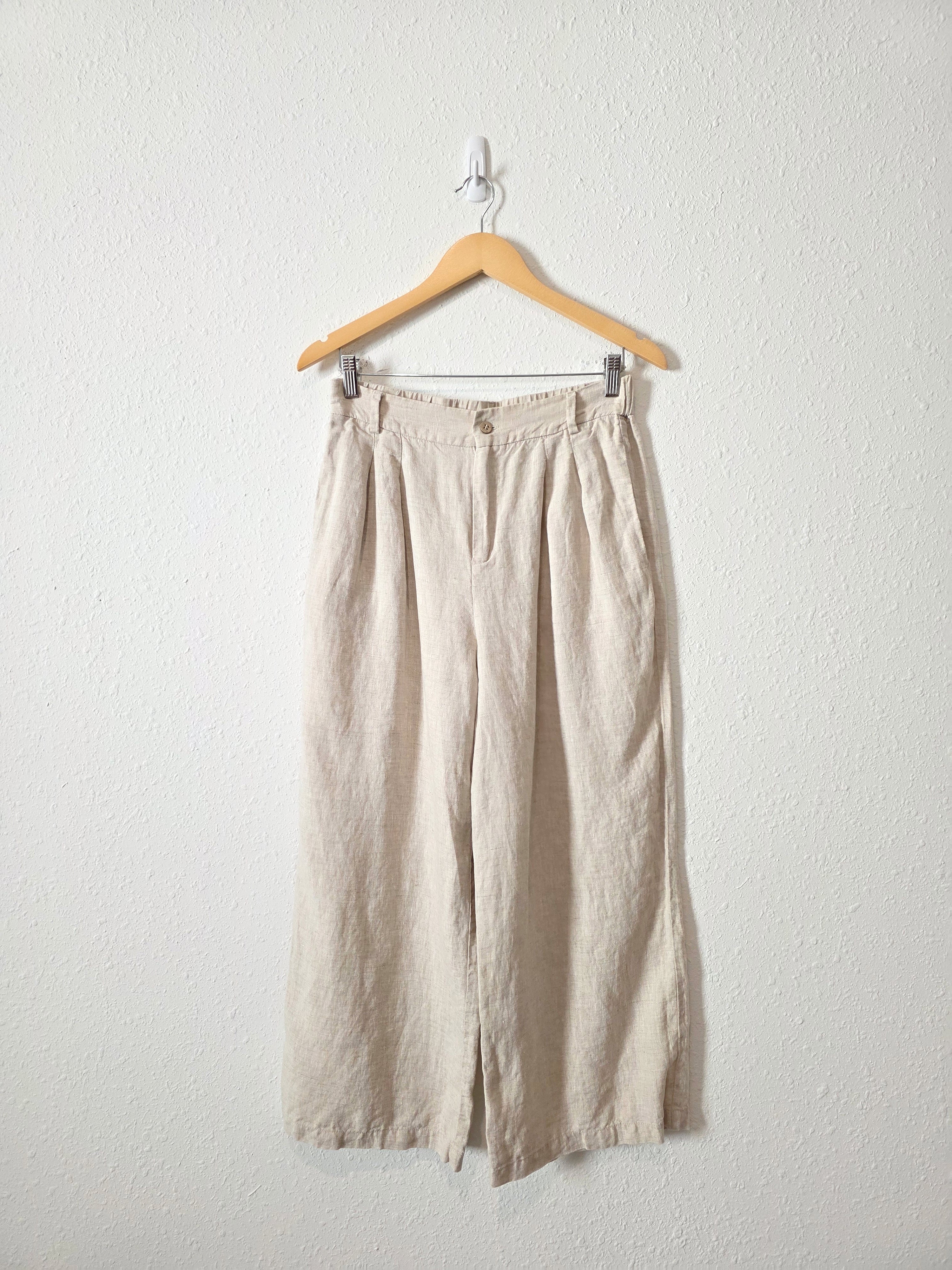 Neutral Wide Leg Linen Pants (M)