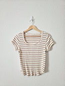 Brown Striped Ribbed Tee (L)
