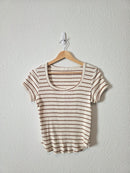 Brown Striped Ribbed Tee (L)