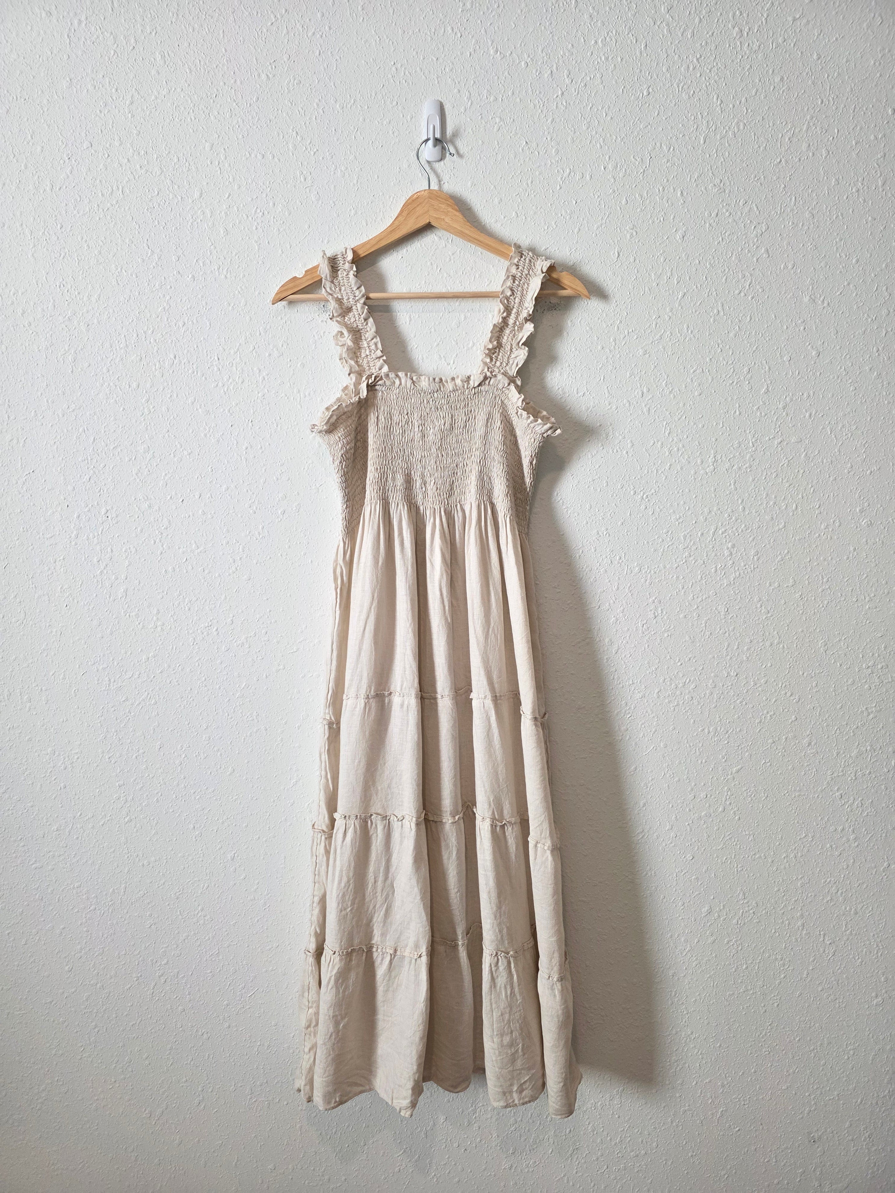 Quince Smocked Linen Midi Dress (XL)