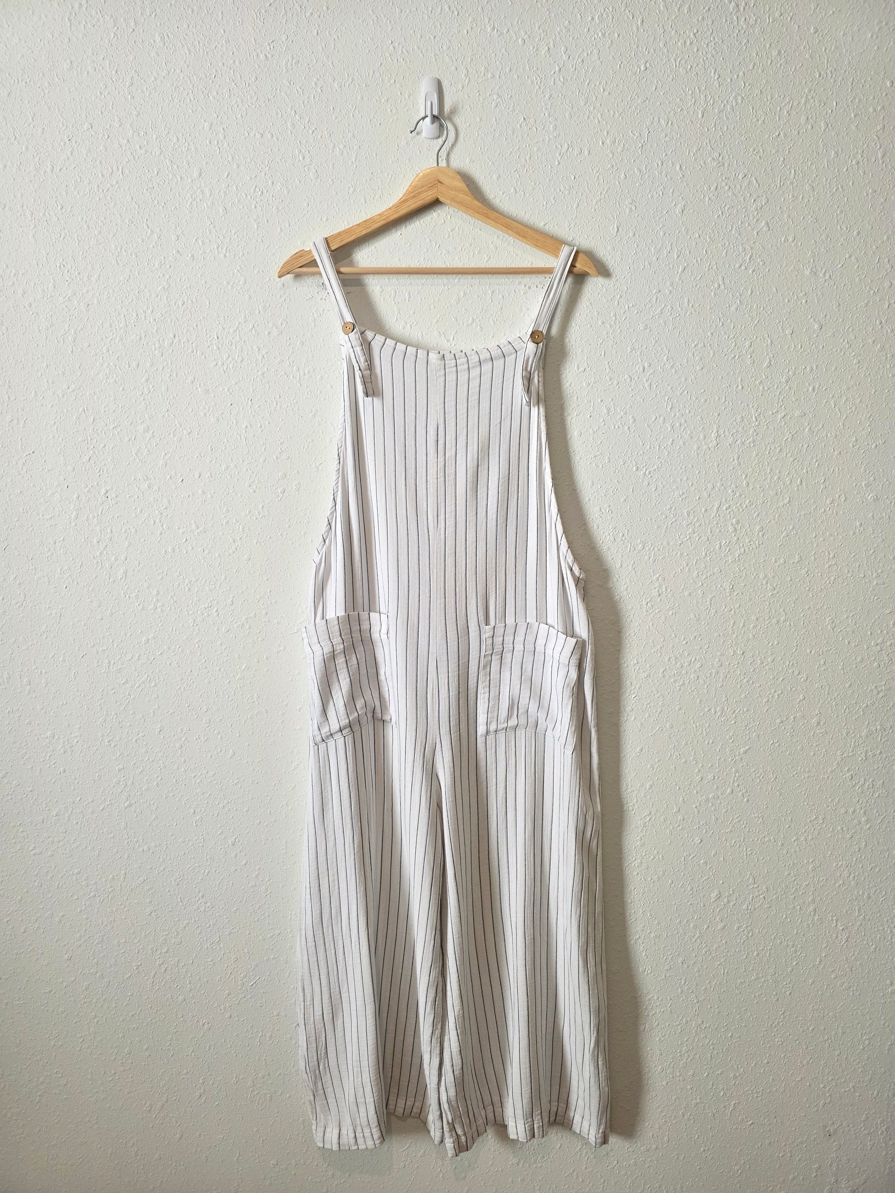 Striped Wide Leg Overalls (L)