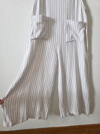 Striped Wide Leg Overalls (L)