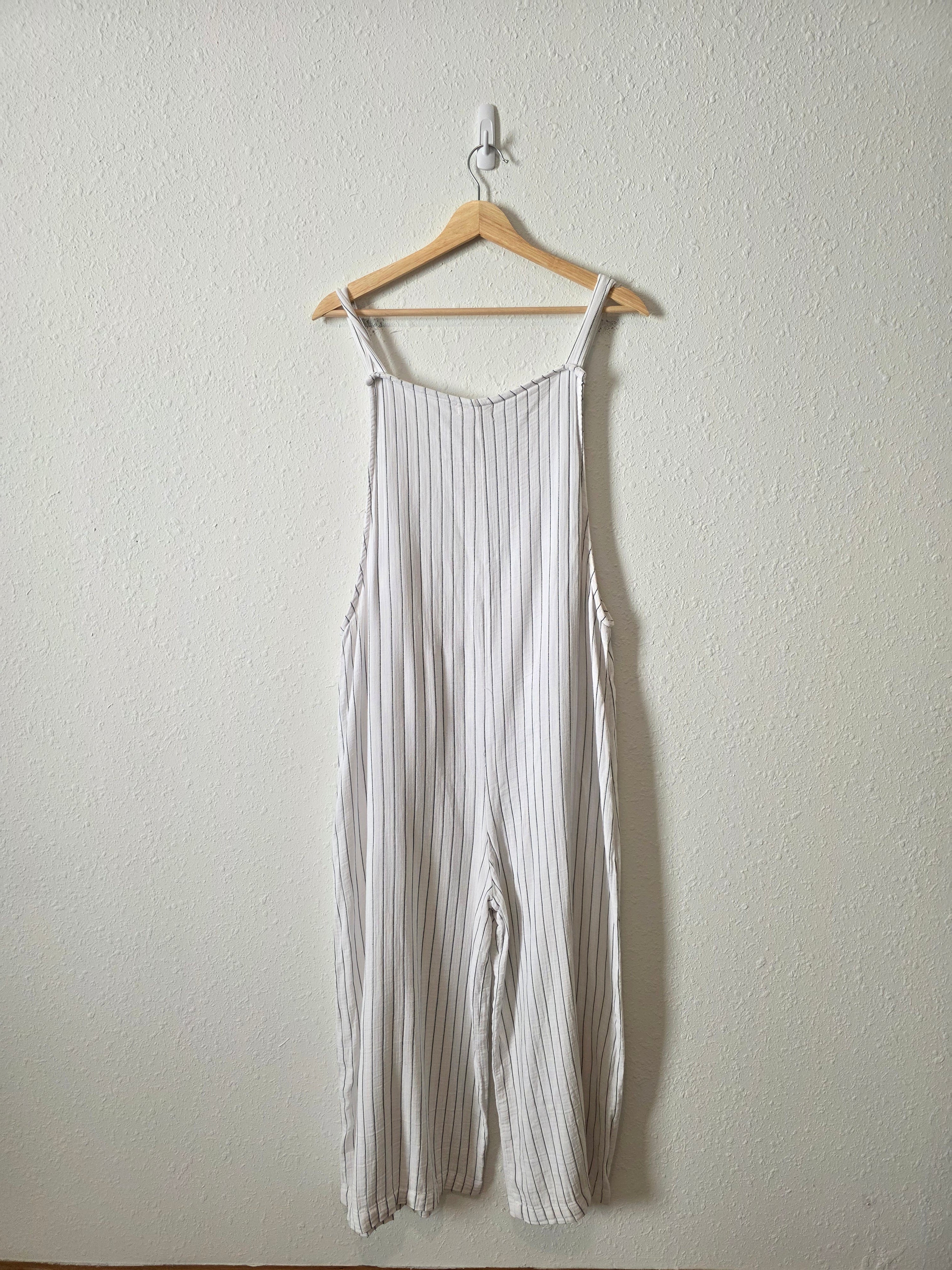 Striped Wide Leg Overalls (L)