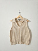 Cotton Linen Collared Knit Tank (XL)