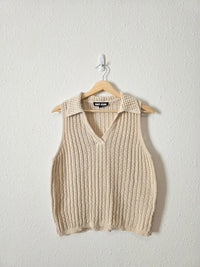 Cotton Linen Collared Knit Tank (XL)