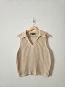 Cotton Linen Collared Knit Tank (XL)