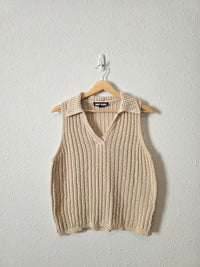 Cotton Linen Collared Knit Tank (XL)