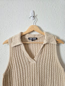 Cotton Linen Collared Knit Tank (XL)