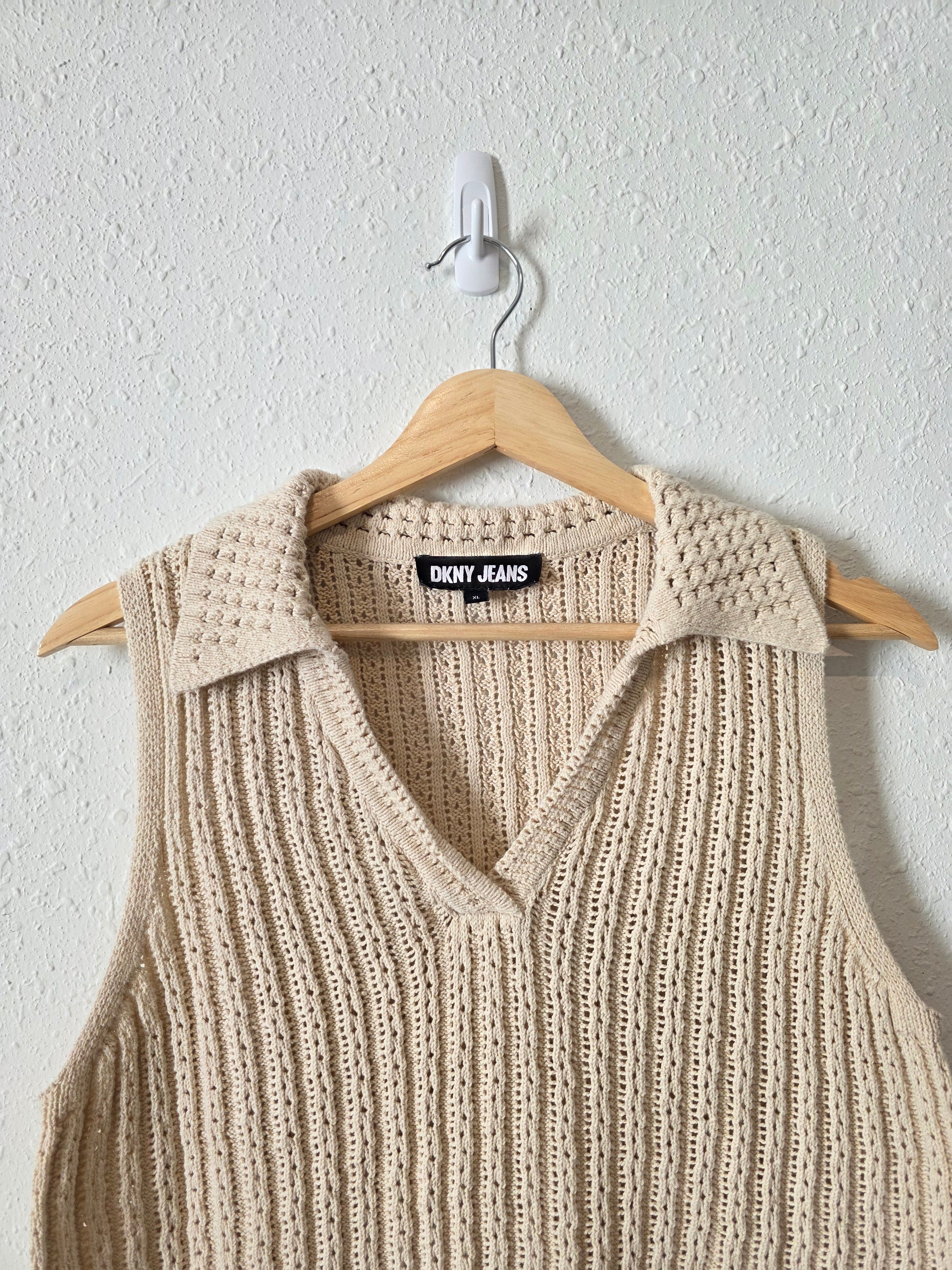 Cotton Linen Collared Knit Tank (XL)