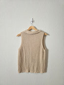 Cotton Linen Collared Knit Tank (XL)