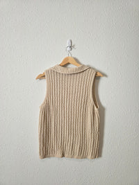 Cotton Linen Collared Knit Tank (XL)
