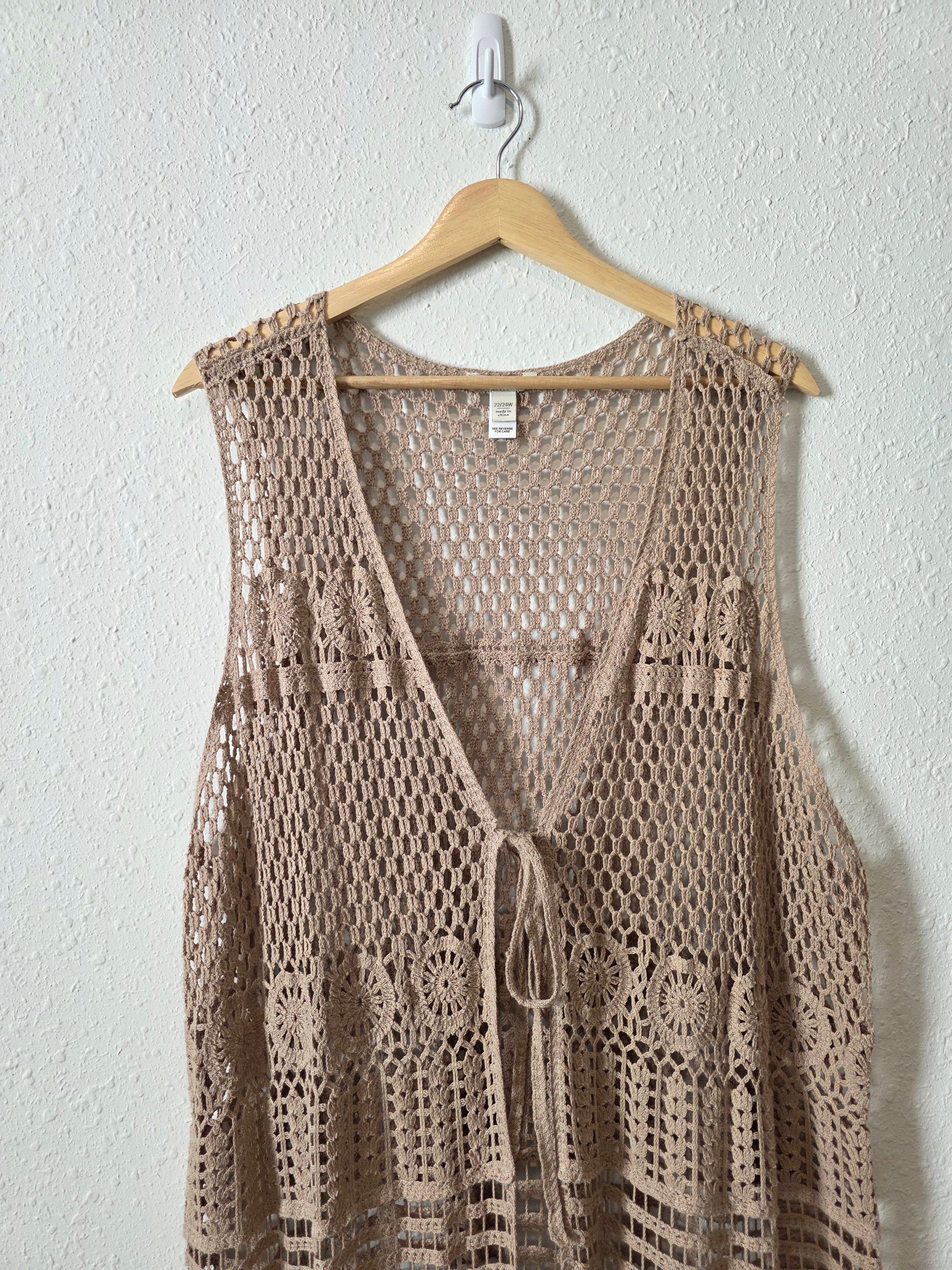 Crochet Knit Tie Front Top (22/34W)