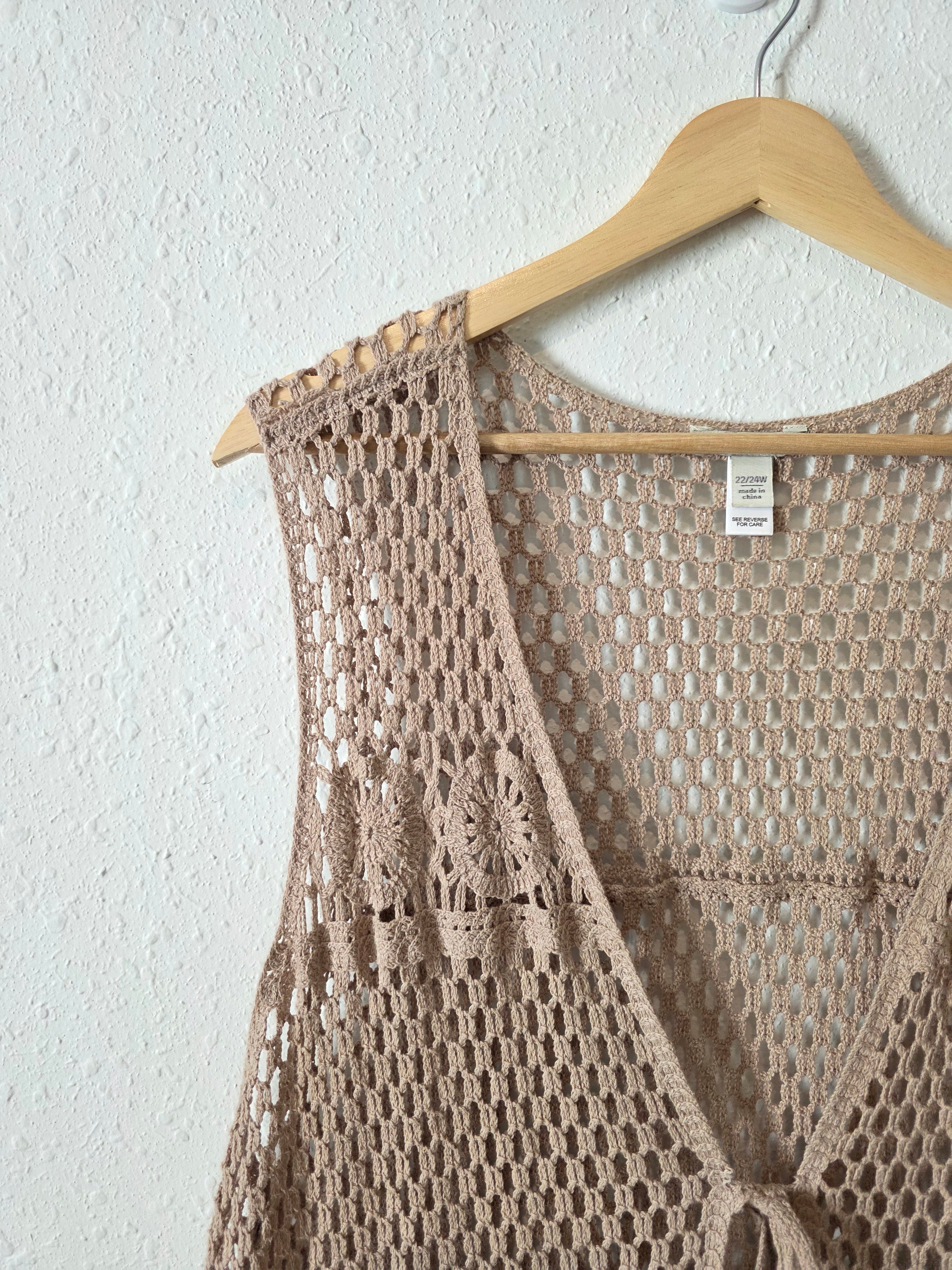 Crochet Knit Tie Front Top (22/34W)