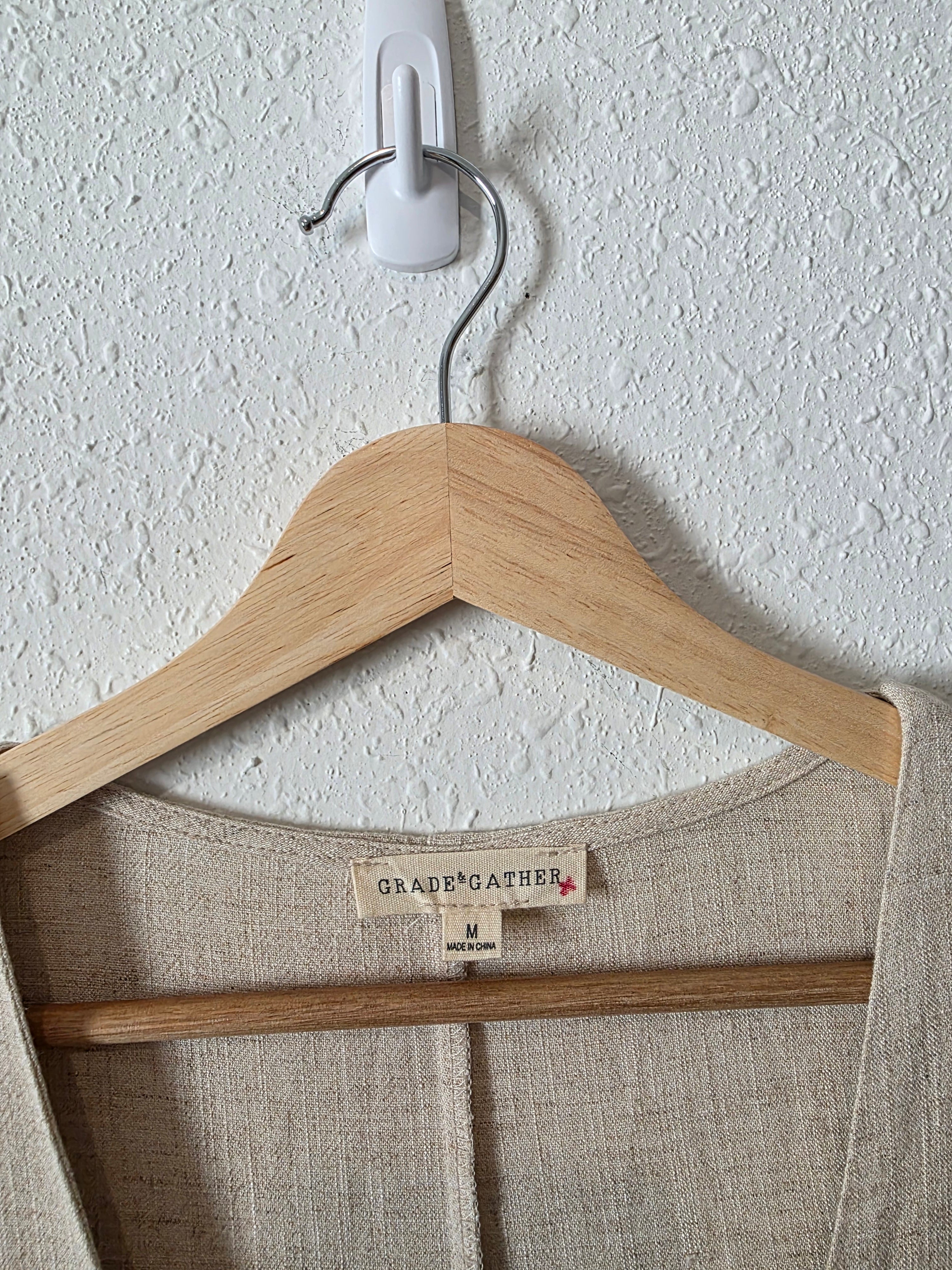 Grade & Gather Wide Leg Linen Jumpsuit (M)