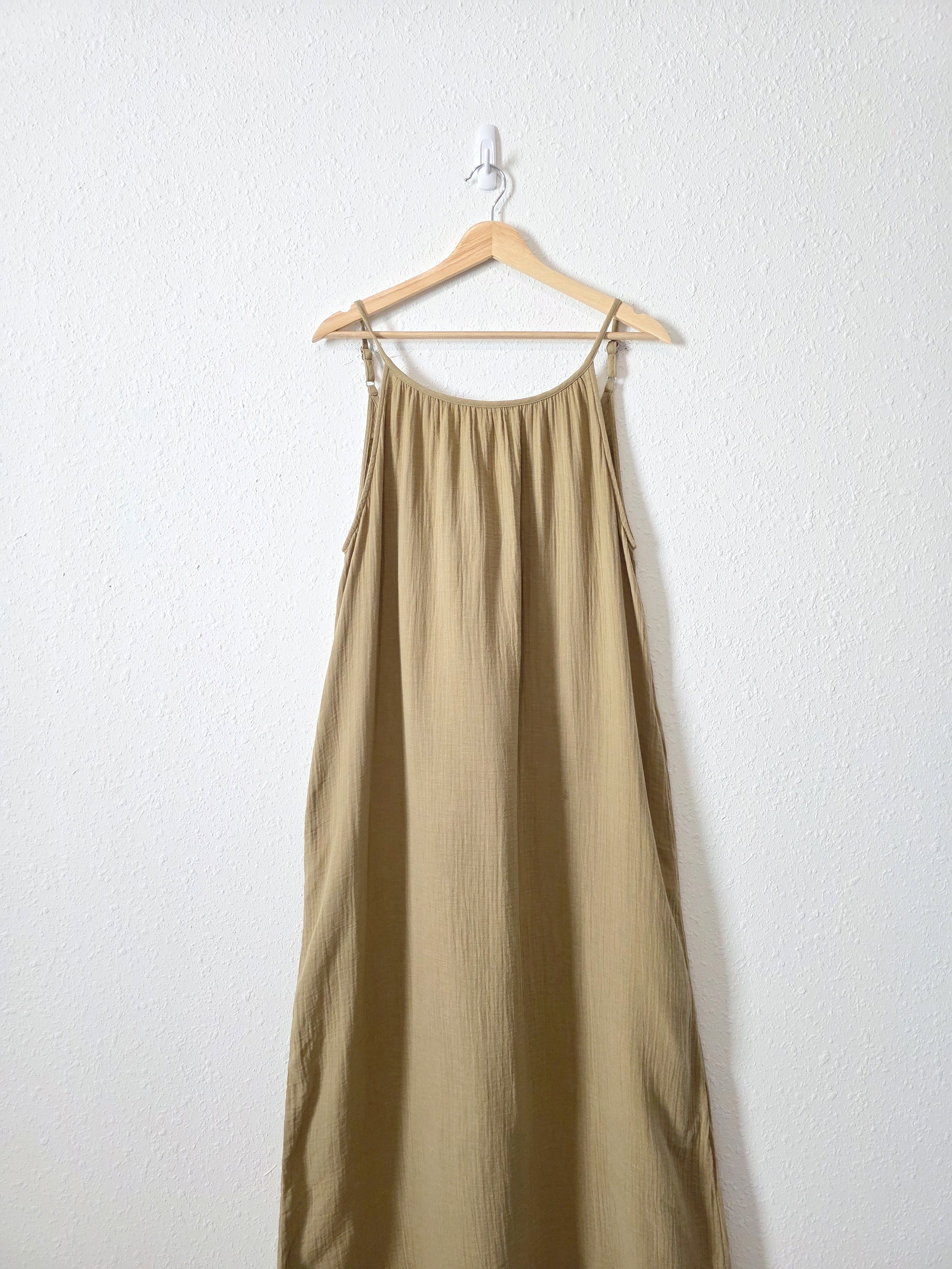 Quince Olive Gauze Maxi Dress (L)